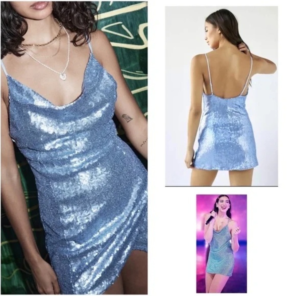 Shimmering Blue Sequin Mini Dress